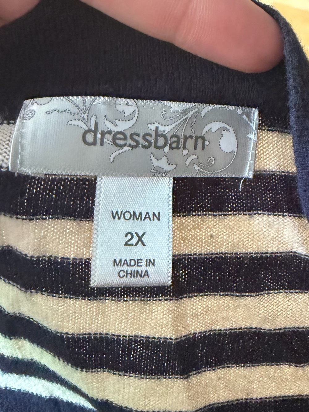 2X- dressbarn Navy and Cream Striped Cardigan - Picture 3 of 5